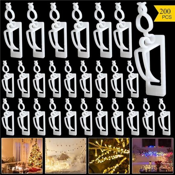 200pcs Holiday Light Clips Christmas Light Hooks, Gutters & Shingle Hooks - Picture 1 of 7